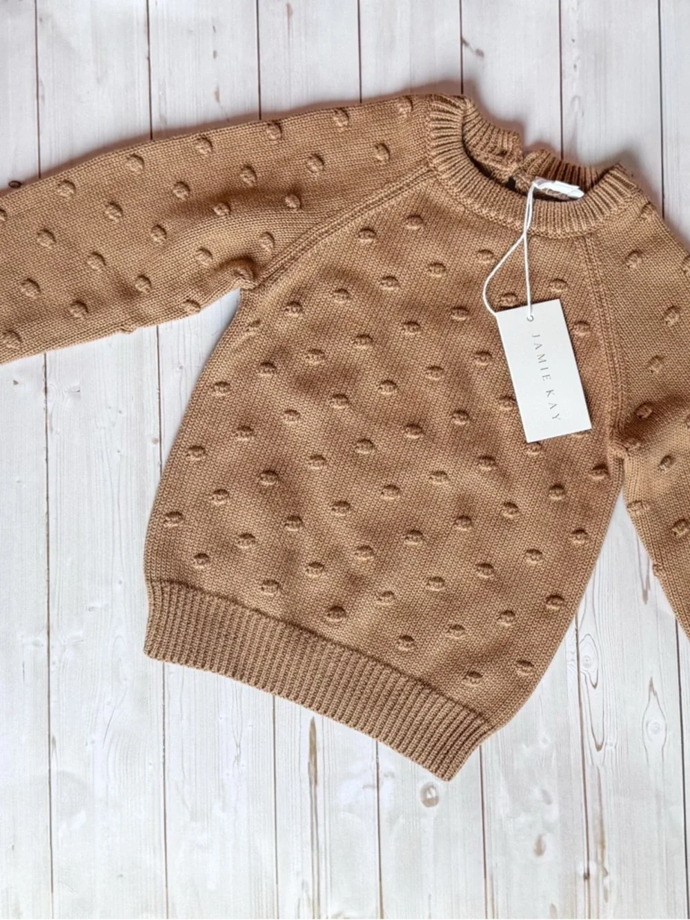 NWT- Jamie Kay Caramel Cream Dottie sweater 1 yr - Picture 2 of 4